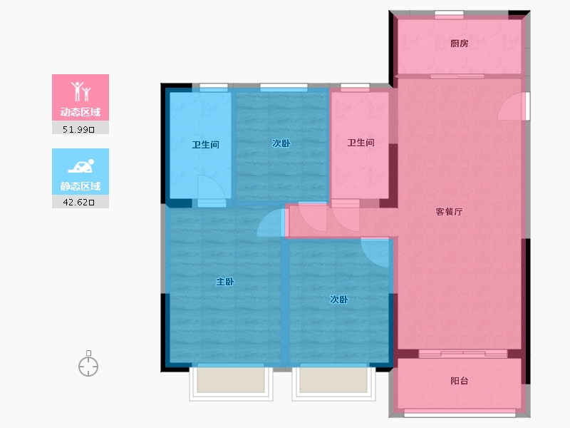 江苏省-苏州市-荣熙华庭-85.00-户型库-动静分区