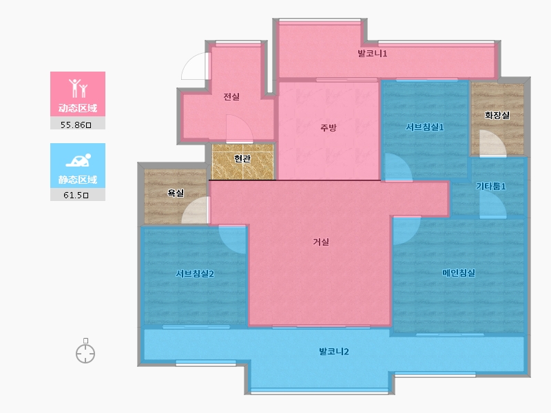 경기도-용인시 기흥구-강남마을4단지자연앤-119.77-户型库-动静分区