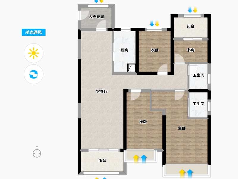 陕西省-西安市-世园·林语-107.00-户型库-采光通风