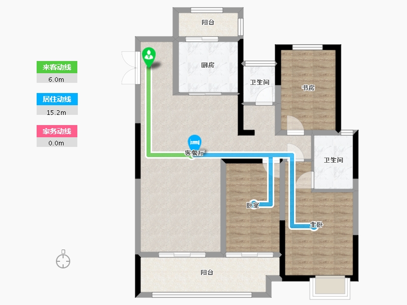 陕西省-渭南市-卓美达宸园-99.51-户型库-动静线