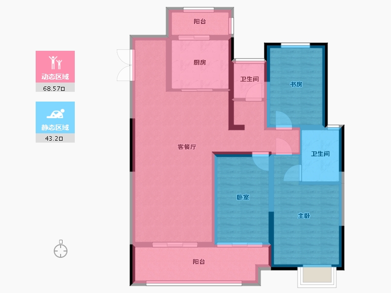 陕西省-渭南市-卓美达宸园-99.51-户型库-动静分区