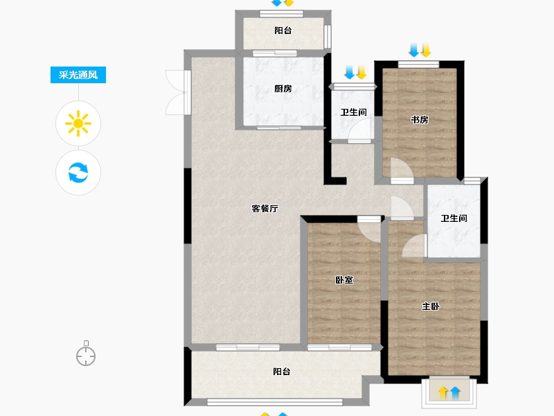 陕西省-渭南市-卓美达宸园-99.51-户型库-采光通风