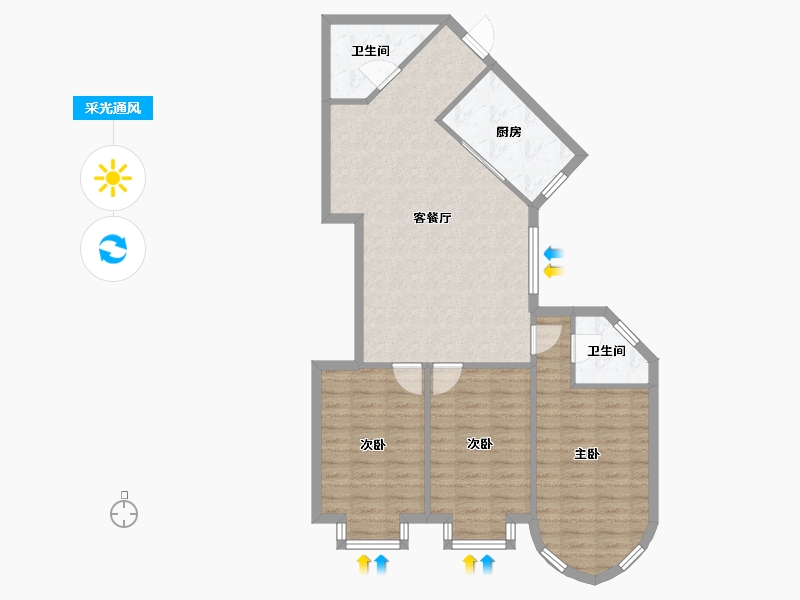 河北省-廊坊市-夏威夷北岸-93.00-户型库-采光通风