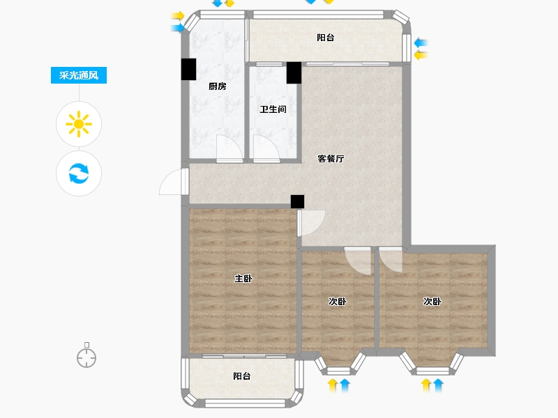 广东省-广州市-雅苑小区-74.00-户型库-采光通风