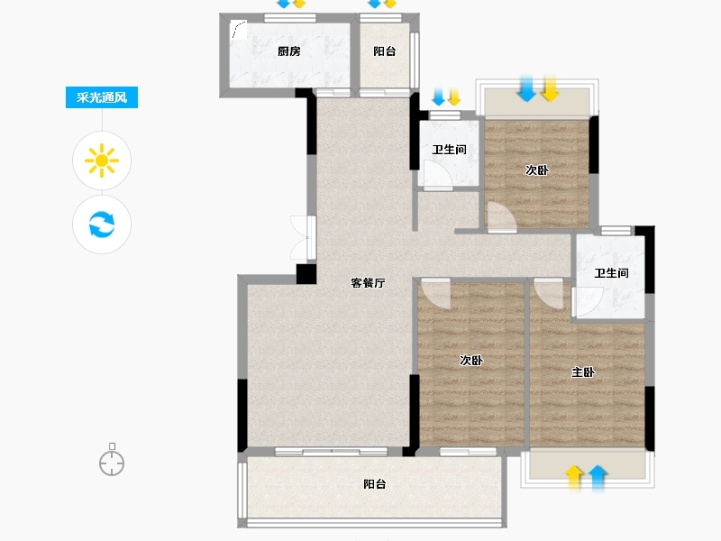 湖北省-咸宁市-公园里学府-98.00-户型库-采光通风