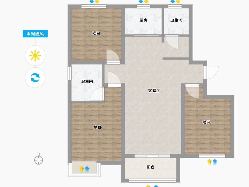 河北省-唐山市-水悦华郡-98.00-户型库-采光通风