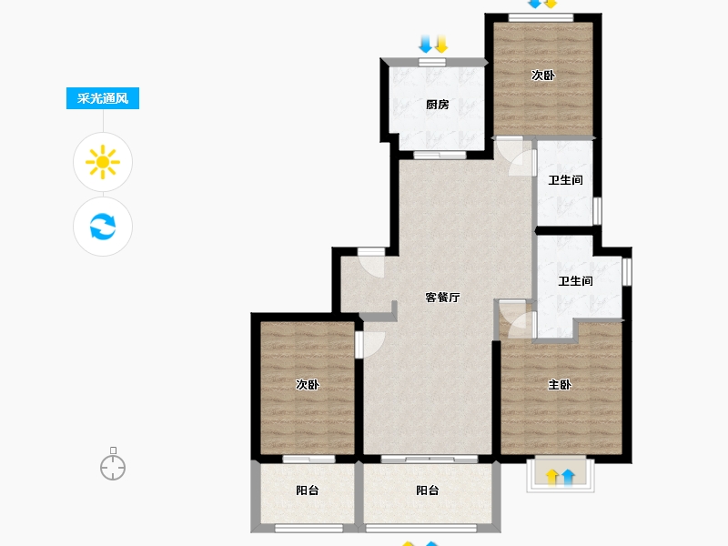 山西省-太原市-恒大悦府-111.74-户型库-采光通风