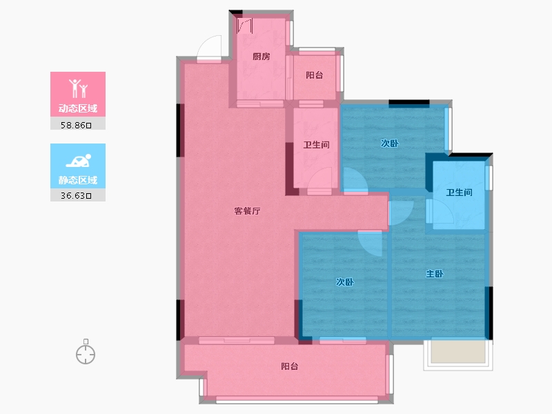 广西壮族自治区-桂林市-彰泰伴山云庐-86.00-户型库-动静分区