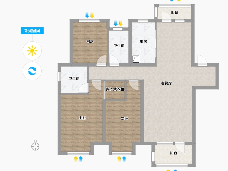 山东省-青岛市-融创·维多利亚湾-115.00-户型库-采光通风