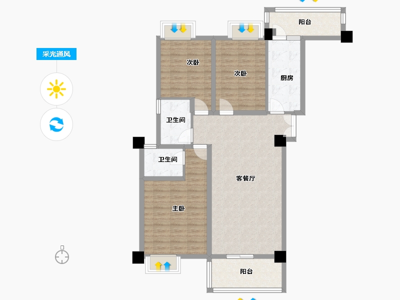 四川省-成都市-十里风和-106.00-户型库-采光通风