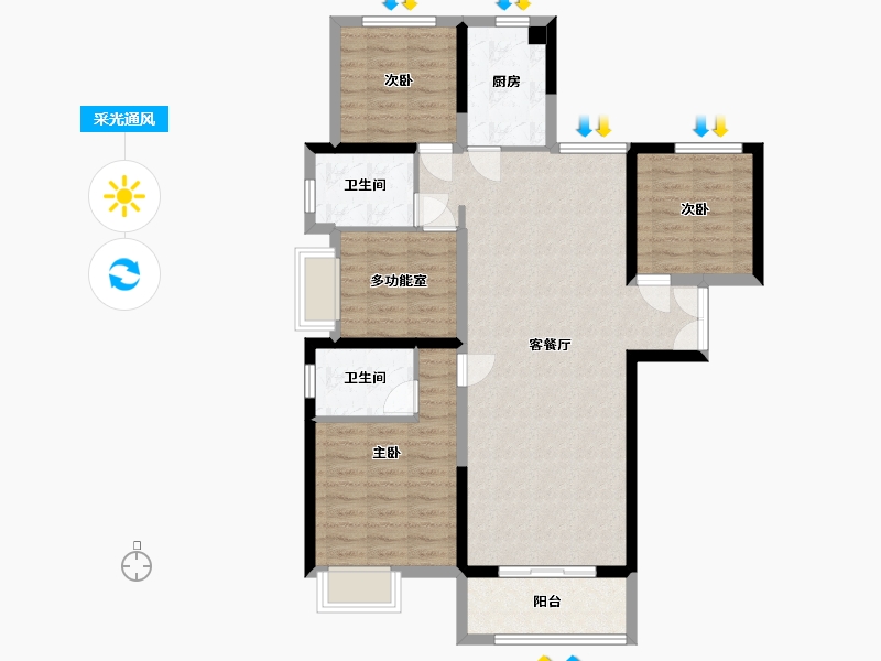 湖南省-湘潭市-湘潭市湾田九华湖壹号-120.00-户型库-采光通风