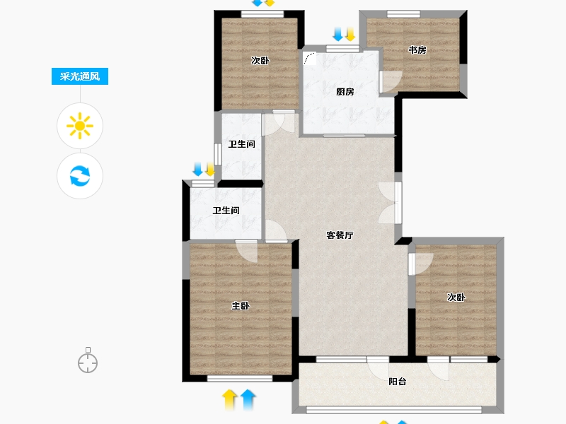 江苏省-扬州市-天瑞府-110.00-户型库-采光通风