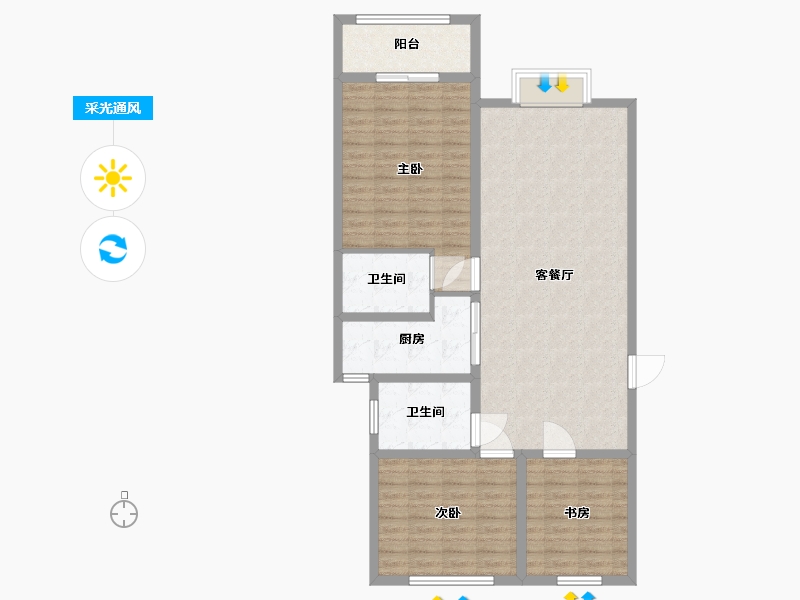 河北省-石家庄市-幸福城-104.00-户型库-采光通风