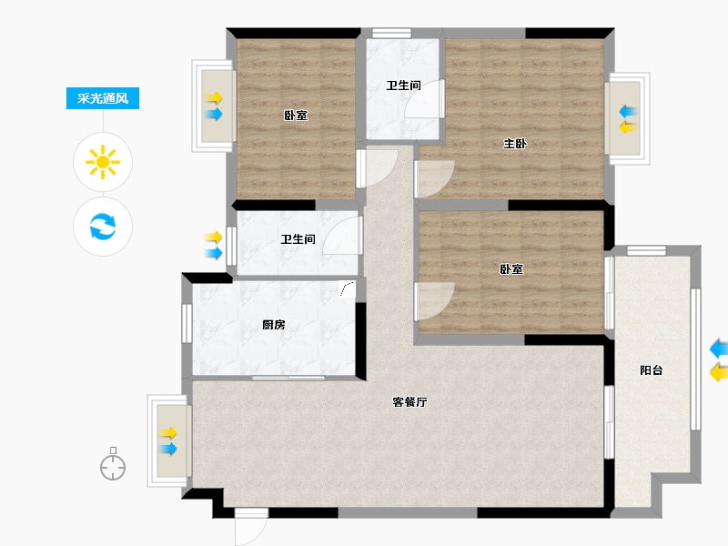 江苏省-徐州市-珍宝岛雍景和府-99.00-户型库-采光通风