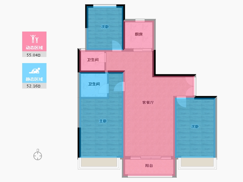 宁夏回族自治区-银川市-天骏·云景苑-107.90-户型库-动静分区