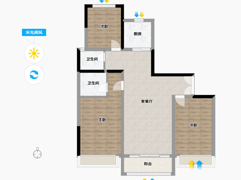 宁夏回族自治区-银川市-天骏·云景苑-107.90-户型库-采光通风