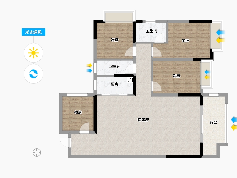 广西壮族自治区-玉林市-天瑞丽景-116.00-户型库-采光通风