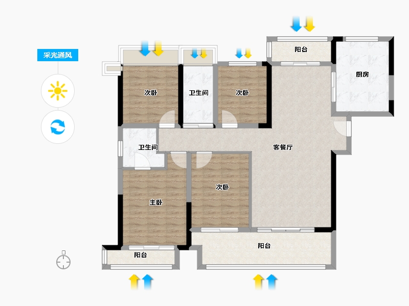 湖南省-衡阳市-合兴·公园里-124.00-户型库-采光通风