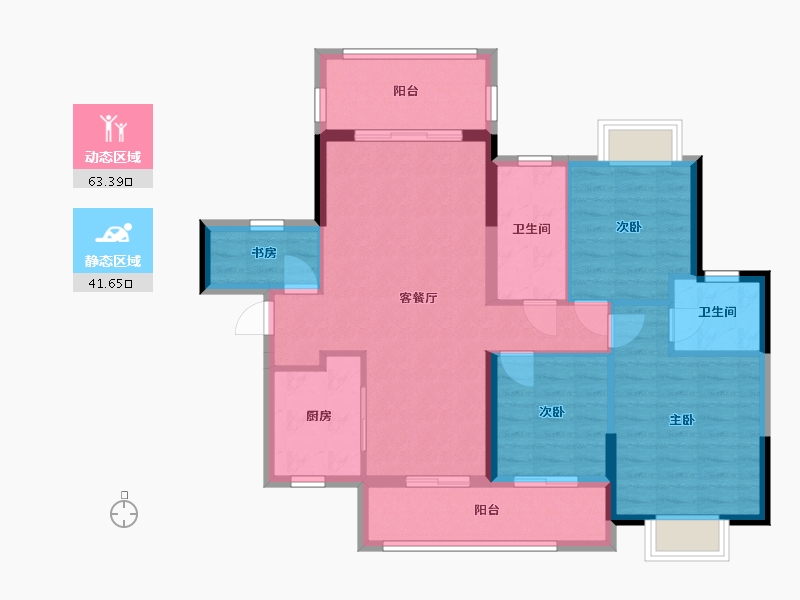 湖南省-湘潭市-大汉紫敬龙城-97.17-户型库-动静分区