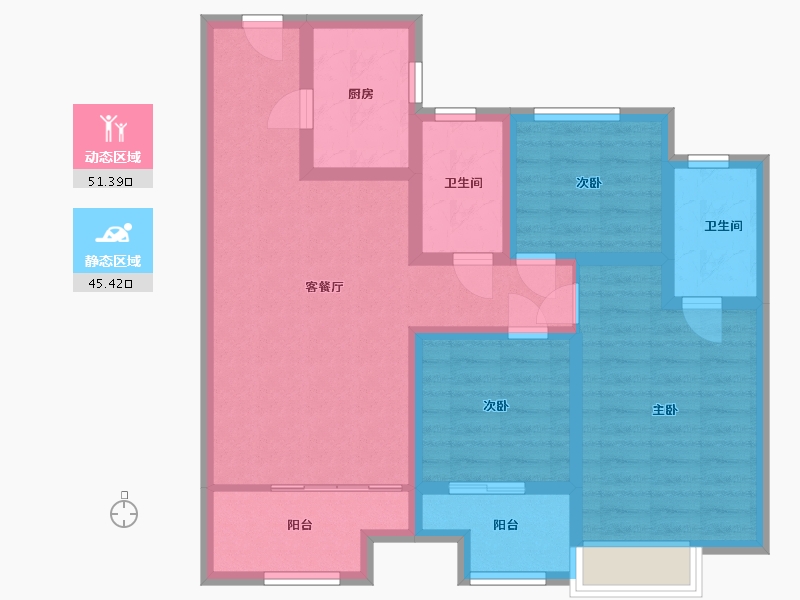 山东省-德州市-中骏雍景湾-84.78-户型库-动静分区