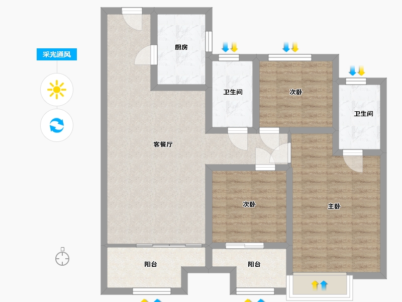 山东省-德州市-中骏雍景湾-84.78-户型库-采光通风