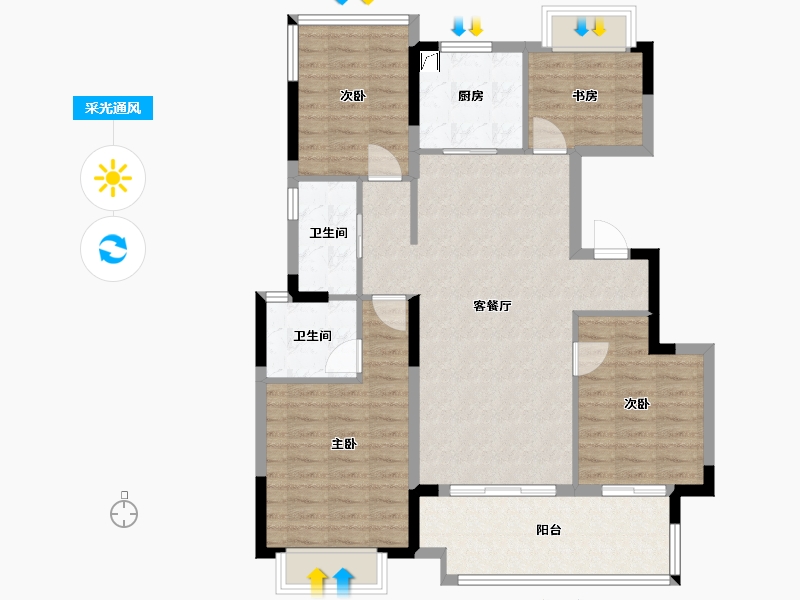 安徽省-合肥市-新安花园-99.50-户型库-采光通风