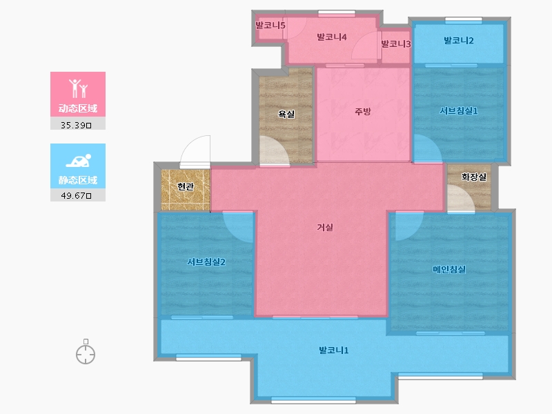 경기도-안양시 동안구-인덕원대림2차-86.48-户型库-动静分区