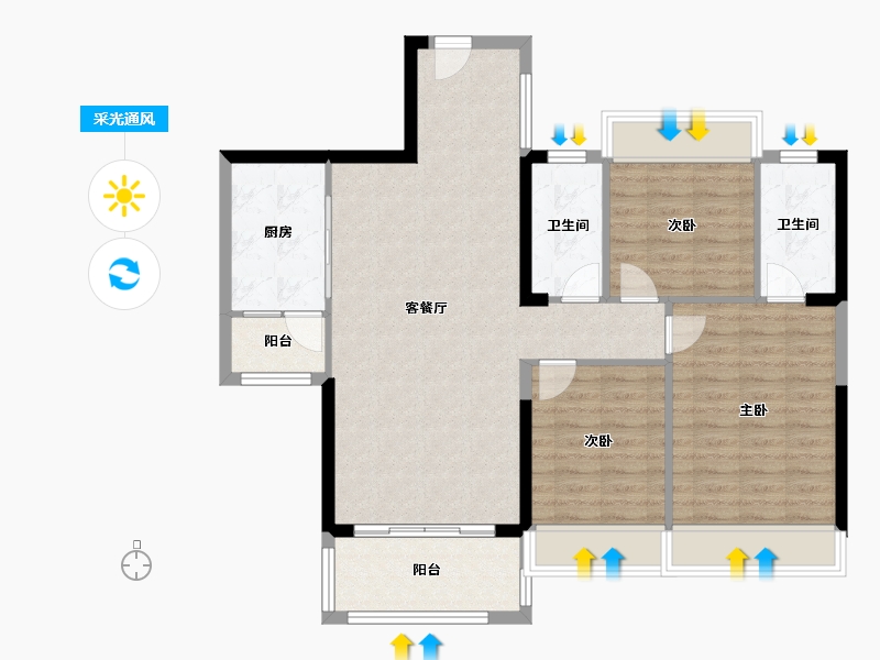 广东省-云浮市-汇景城-99.80-户型库-采光通风