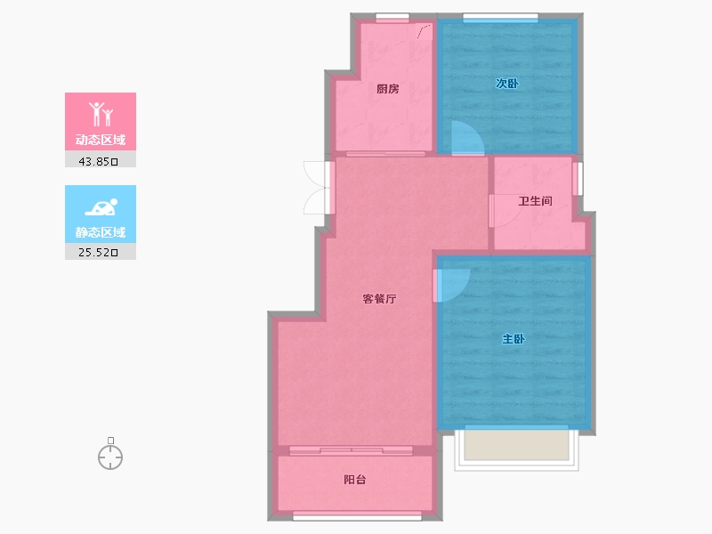 黑龙江省-哈尔滨市-金地明悦-62.00-户型库-动静分区