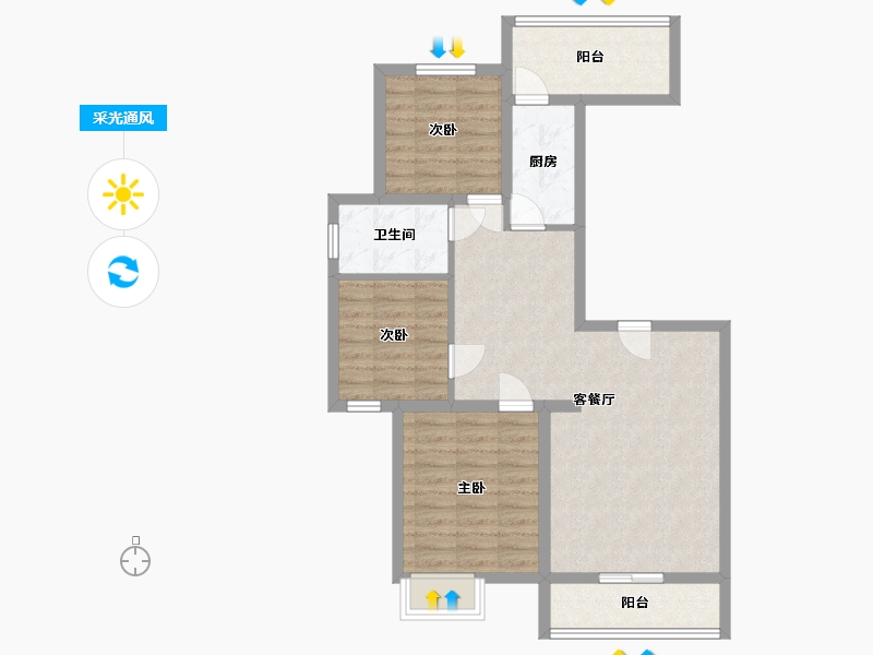 河北省-石家庄市-滨河华府-110.00-户型库-采光通风