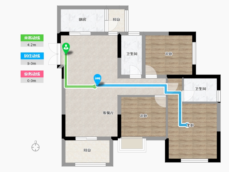 重庆-重庆市-长寿中央公园-89.85-户型库-动静线