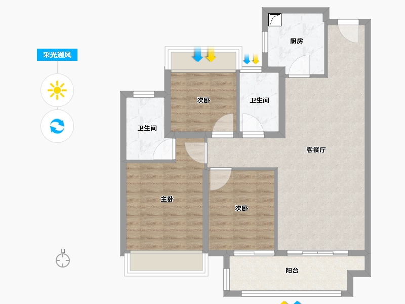 江苏省-无锡市-学府壹号-85.00-户型库-采光通风