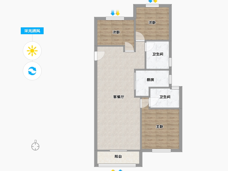 湖北省-武汉市-武地建发玺院-79.96-户型库-采光通风