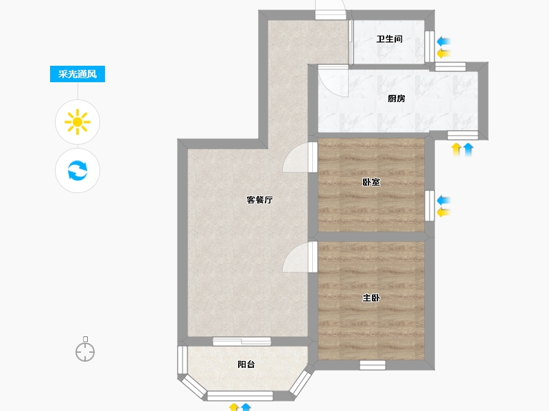 北京-北京市-枣营北里社区-45.00-户型库-采光通风