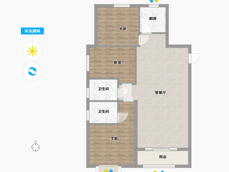 河北省-邯郸市-宏达圣水湖畔-95.00-户型库-采光通风