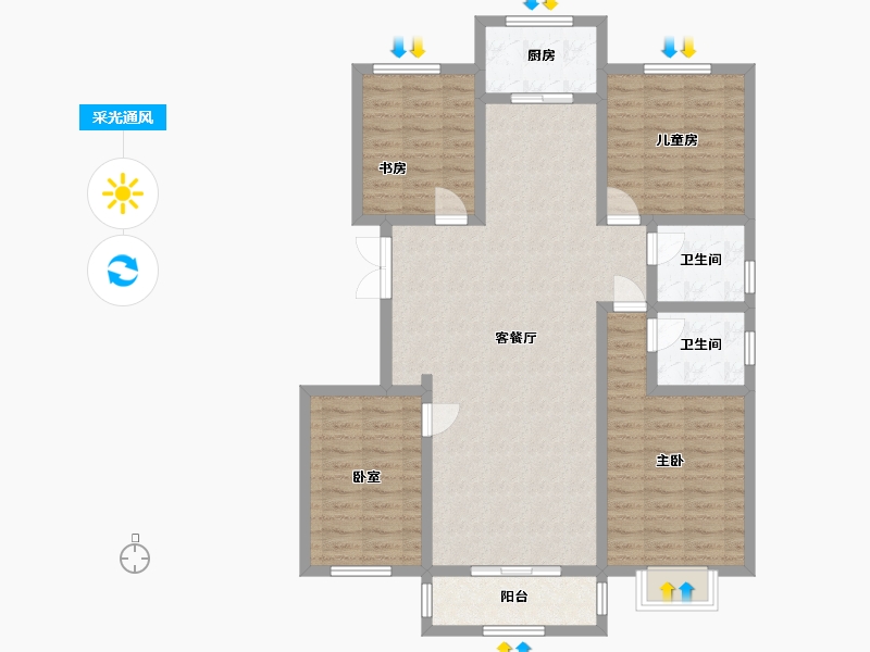 甘肃省-白银市-万盛银时代-130.00-户型库-采光通风