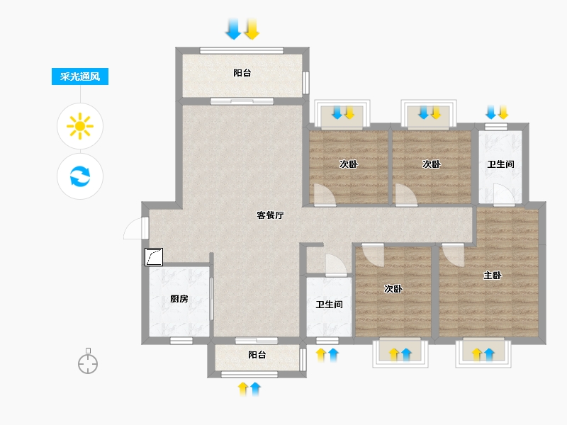 广东省-湛江市-金地自在城-100.00-户型库-采光通风