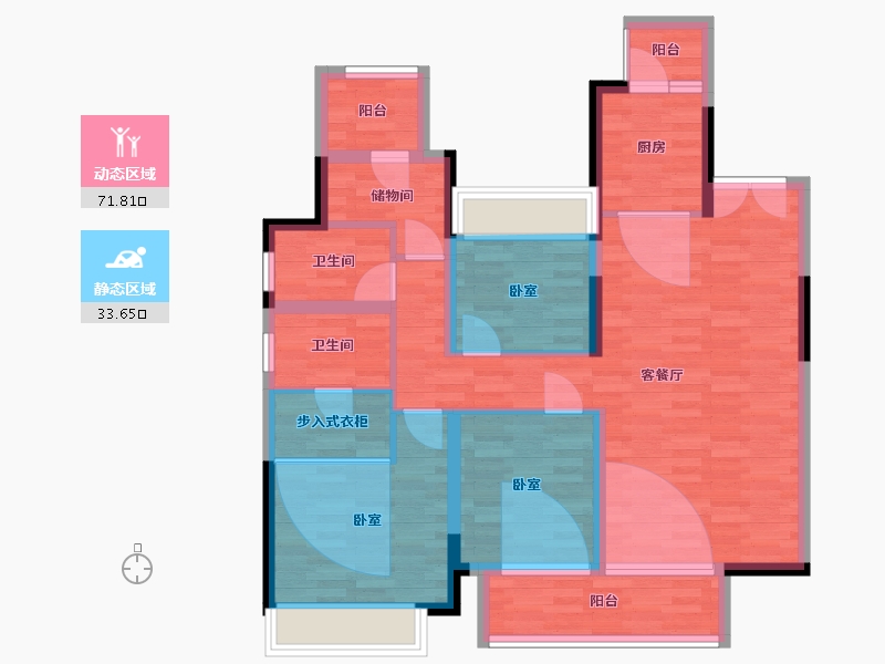 湖南省-岳阳市-岳阳未名府-93.94-户型库-动静分区