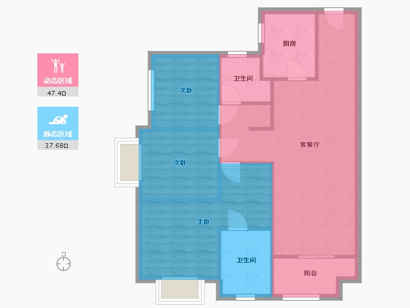 广东省-佛山市-金茂观山悦苑-77.00-户型库-动静分区