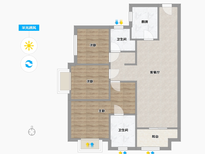 广东省-佛山市-金茂观山悦苑-77.00-户型库-采光通风