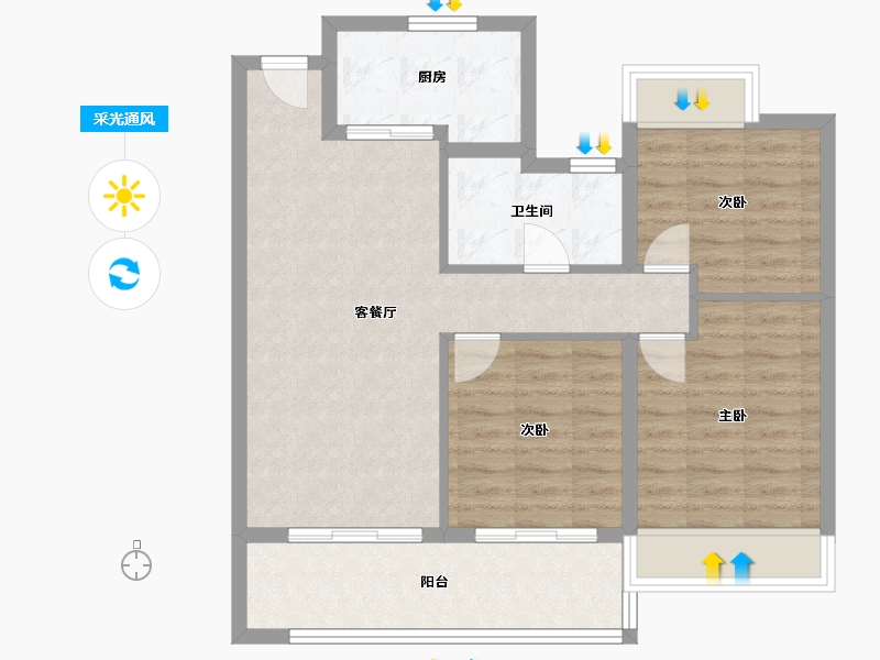 江苏省-苏州市-都会上品花园-79.00-户型库-采光通风