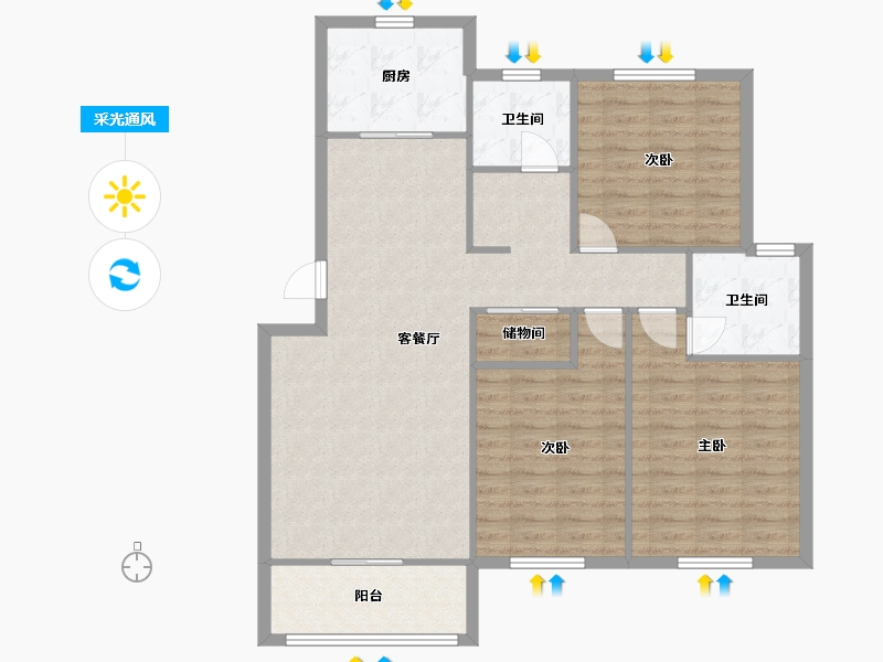 江苏省-徐州市-茶庵小区-110.00-户型库-采光通风