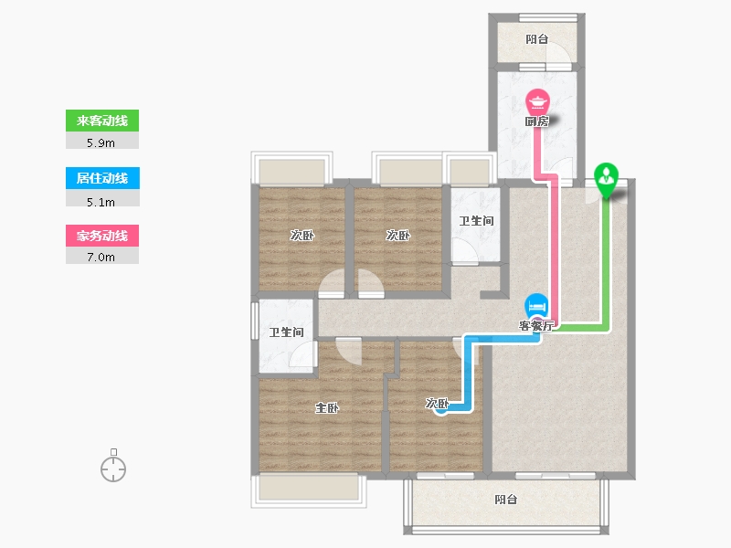 湖北省-荆州市-海棠湾-110.00-户型库-动静线