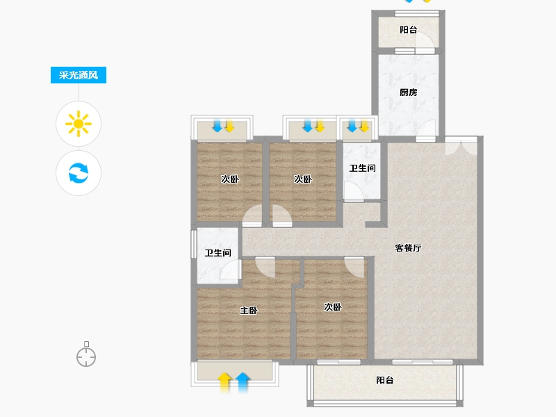 湖北省-荆州市-海棠湾-110.00-户型库-采光通风