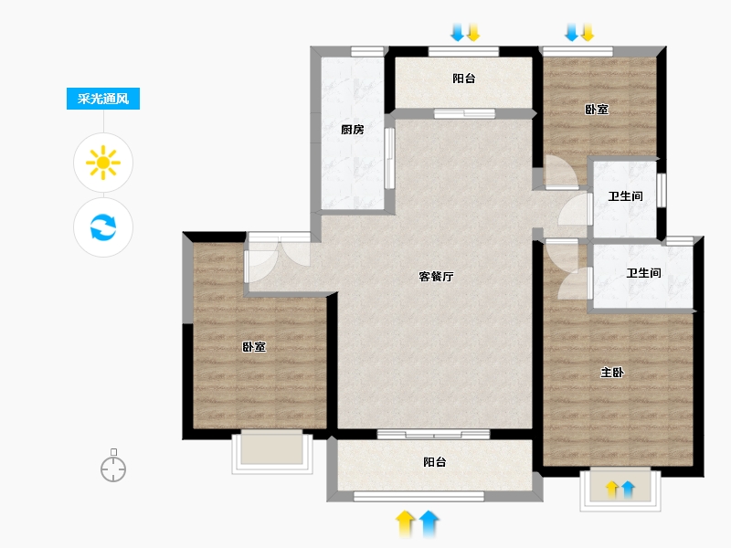 河北省-廊坊市-御东珺璟-120.00-户型库-采光通风