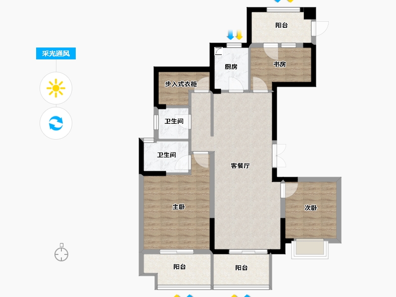 浙江省-嘉兴市-中筑名瑞华府-116.44-户型库-采光通风