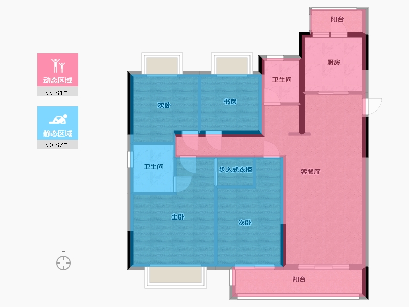 湖北省-武汉市-中铁诺德逸都-95.28-户型库-动静分区