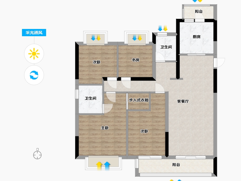 湖北省-武汉市-中铁诺德逸都-95.28-户型库-采光通风