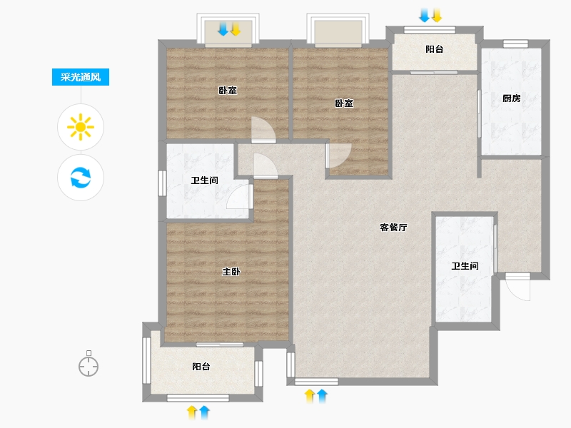 河北省-石家庄市-曲江澜山-114.00-户型库-采光通风