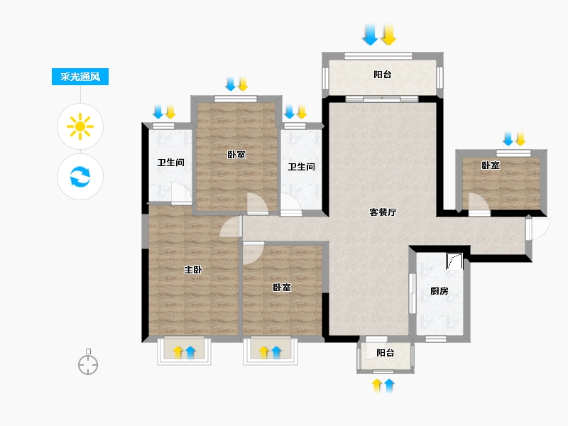 广西壮族自治区-南宁市-荣和·五象学府-100.00-户型库-采光通风